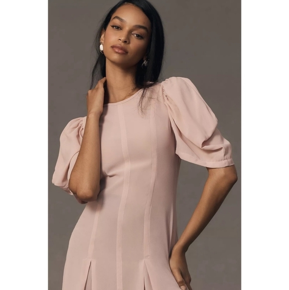 Anthropologie Modern Sheer Midi Dress in Pink - Picture 2 of 11